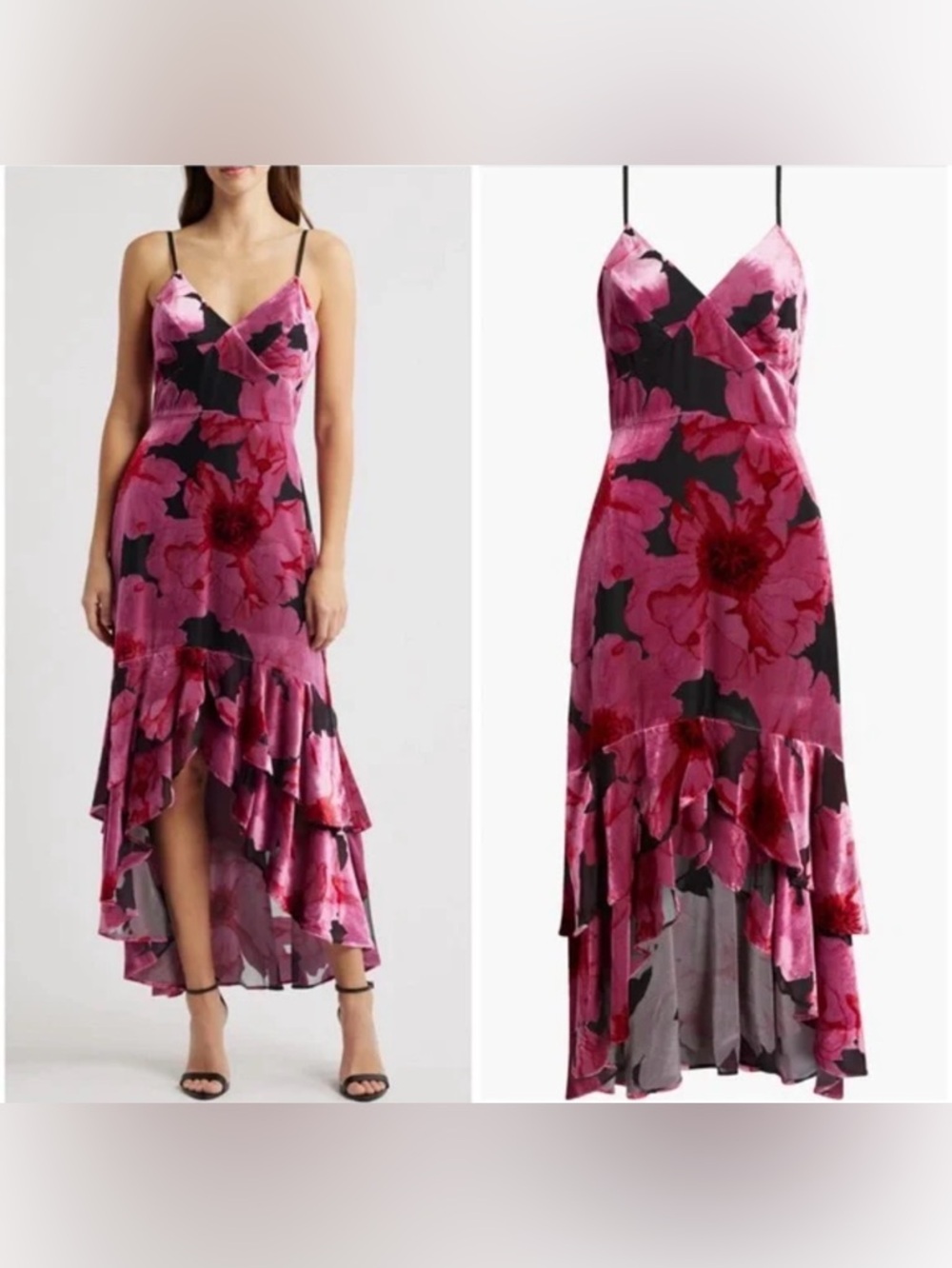 HUTCH Royce Floral High Low Velvet Burnout Dress Sz 0 Romantic Luxe Bohemian